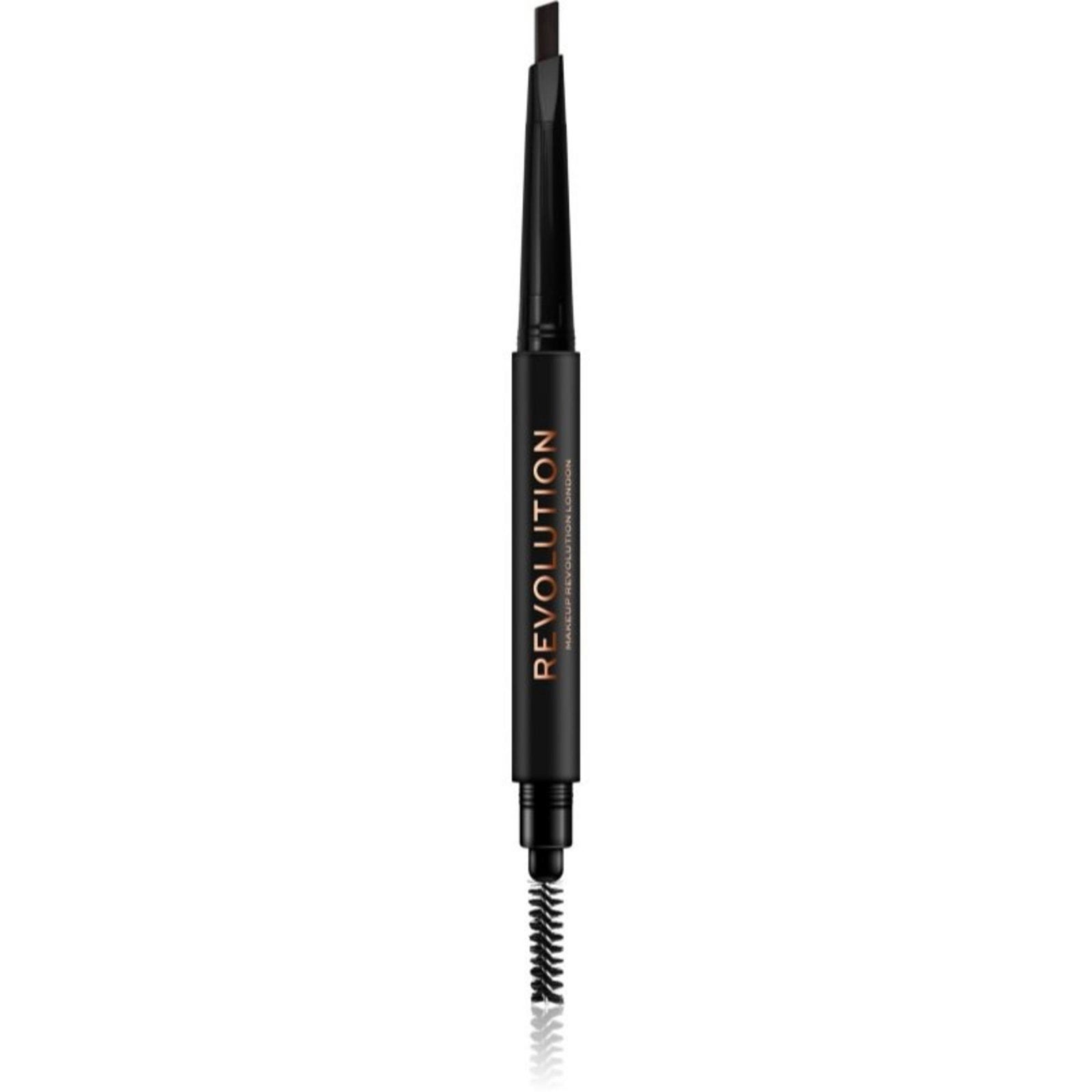 Makeup Revolution, Duo Brow Definer, Eyebrow Cream Pencil & Brush 2-In-1, Dark Brown, 0.25 g