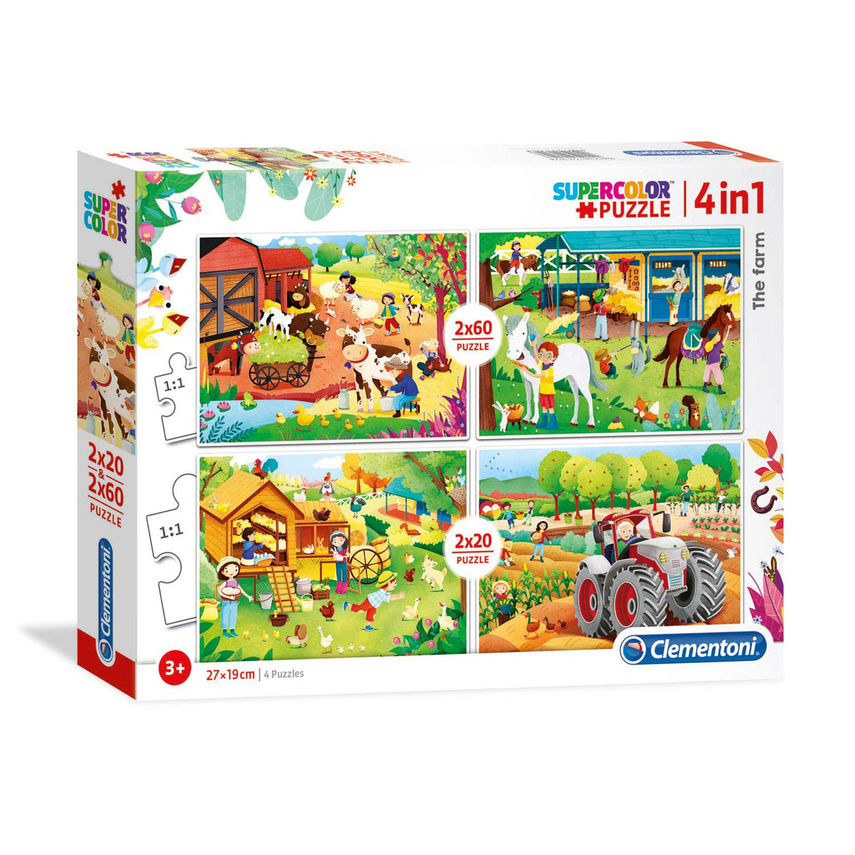 Clementoni, SuperColor 4 in 1, Jigsaw Puzzles 2 x 20 + 2 x 60 pcs