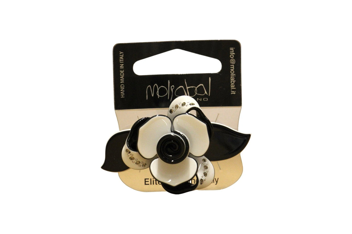 Moliabal Haarclip 340 Ebony & Ivory Flower