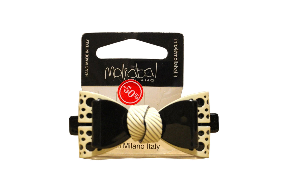 Moliabal Haarclip 345 - Zwart Ivoren Strik