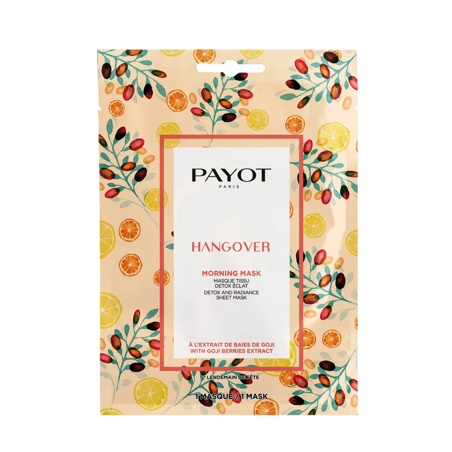 Payot, Hangover, Detox & Radiance, Sheet Mask, For Face, Morning, 19 ml