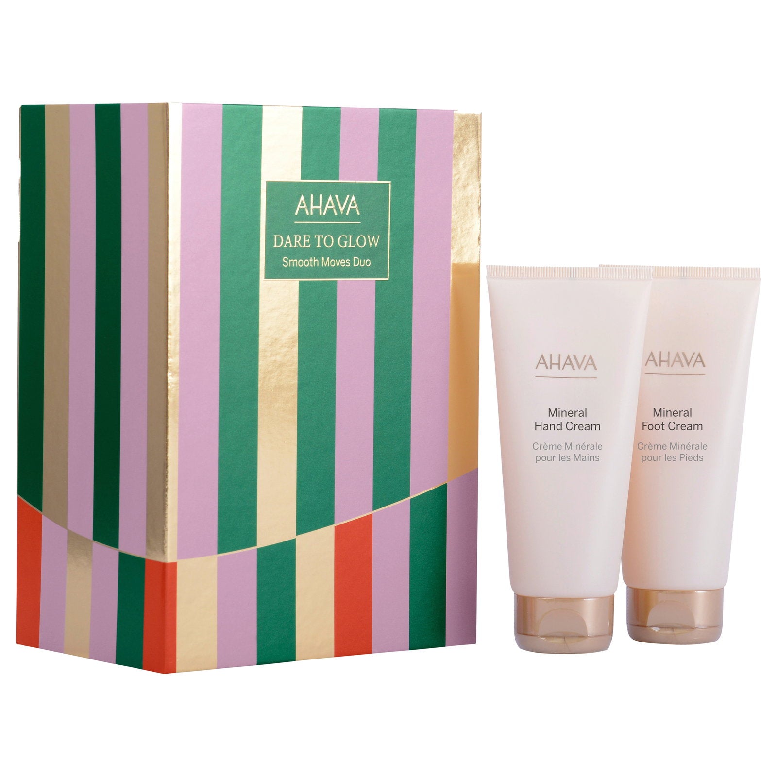 Dare To Glow Set Ahava:  Dead Sea Water, Hydration, Hand Cream, 100 ml + Mineral, Nourishing, Foot Cream, 100 ml