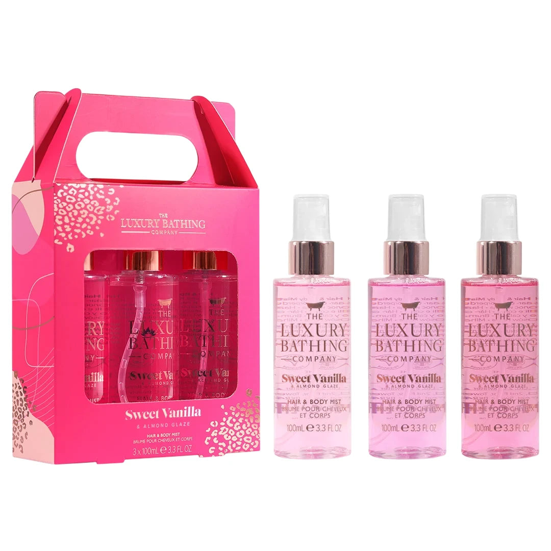 The Luxury Bathing Company Sweet Vanilla & Almond Glaze haar- & lichaamsmistset
